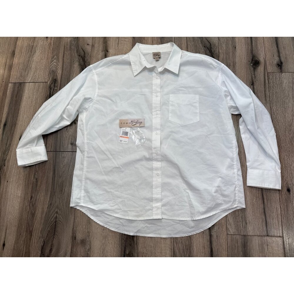 Como Vintage White Button-Up Shirt M